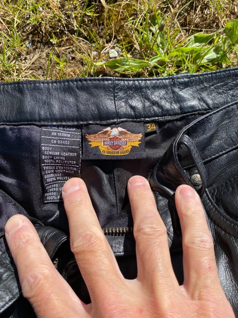 Genuine Harley Davidson Black Leather Pants - SZ 34 - Like New! - Picture 2 of 4